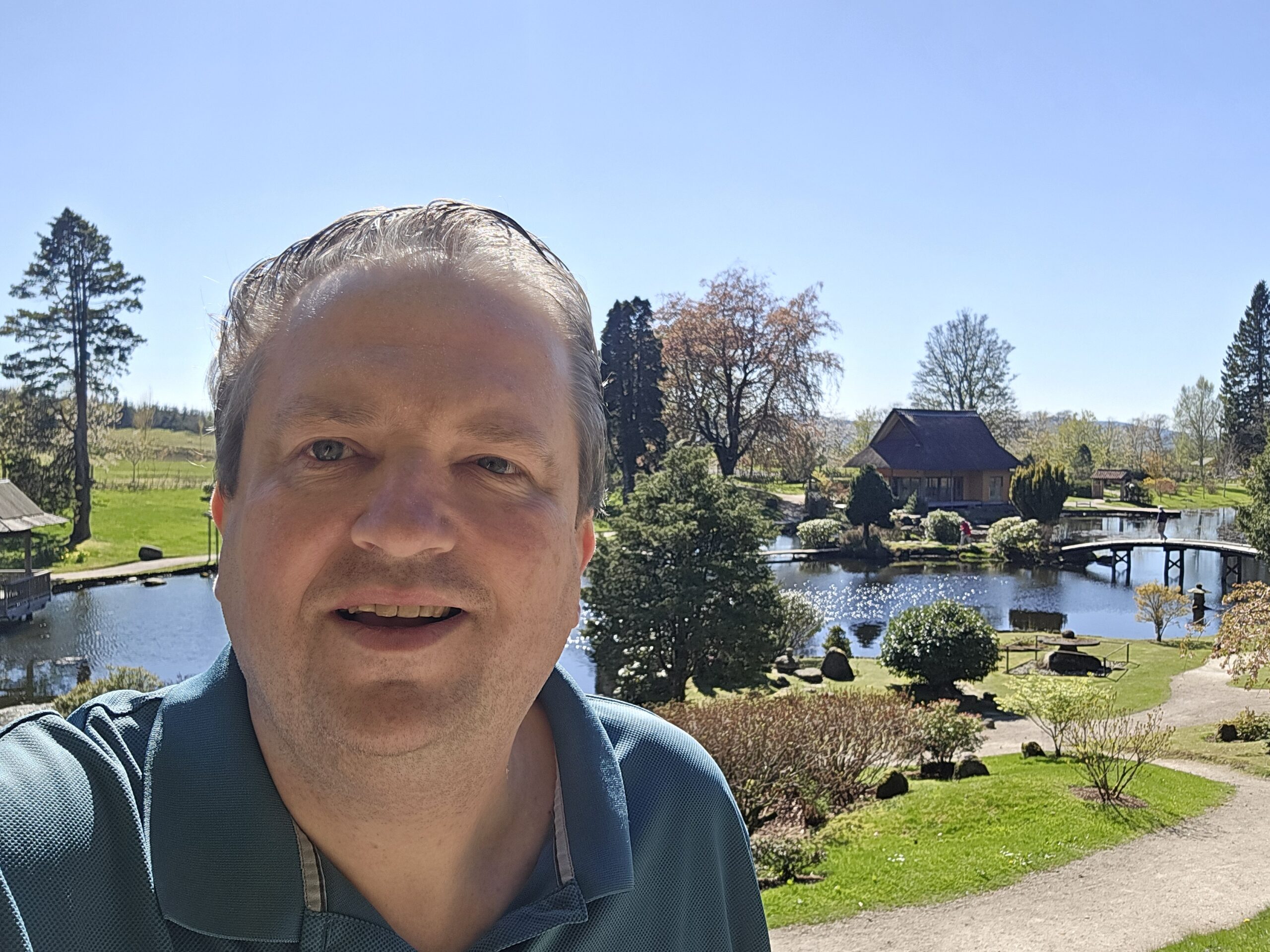 Selfie overlooking the Japanese Garden at Cowden
