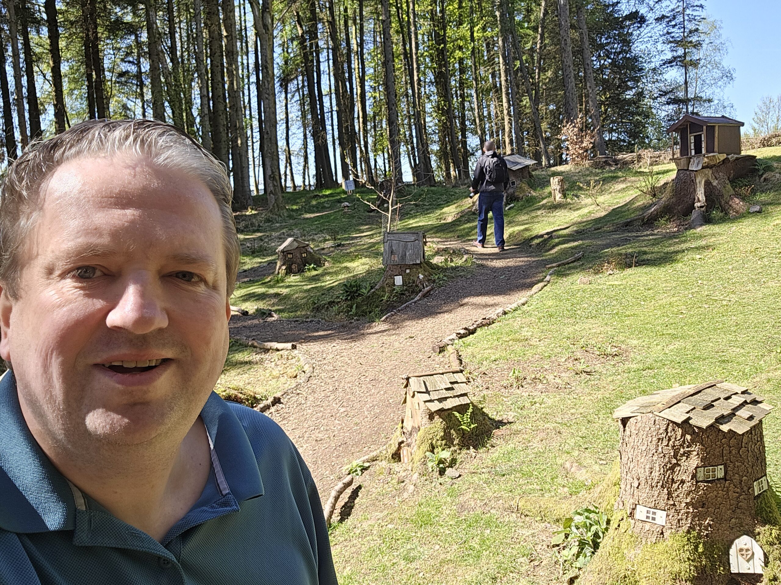 Selfie at the fairy village on the Stewart Woodland Walk